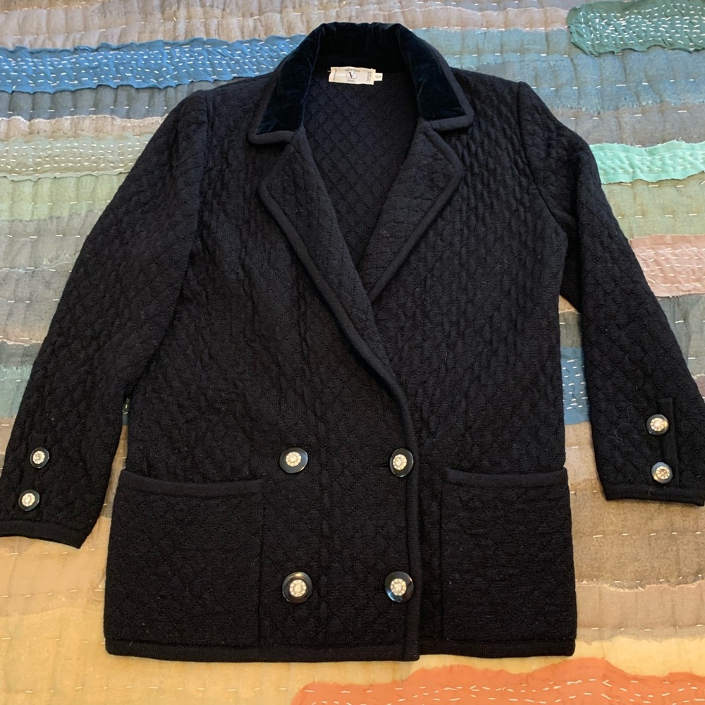 Valentino quilted knit and velvet blazer size 8 (IT 42) vintage!